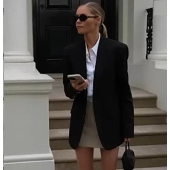 Massimo Dutti Black Coat Blazer with Pockets Size 4 NWT - Picture 1 of 11